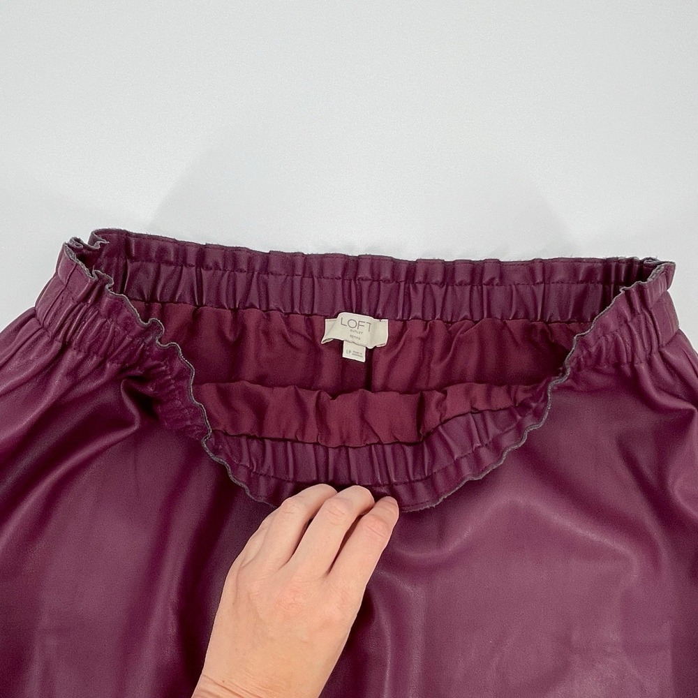 Loft Outlet Womens Vegan Leather Elastic Waist Pull-On Mini Skirt Large Petite - Picture 2 of 6